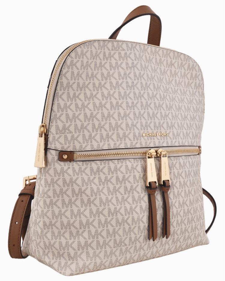 Mochila Michael Kors Original Rhea Zip Logo Pequena Vanilla Feminina